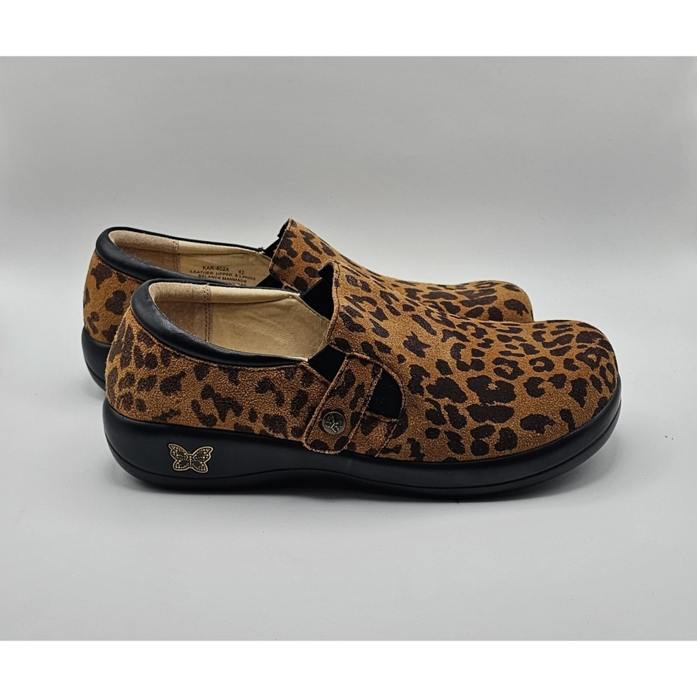 Alegria Kara Leopard Print Suede Leather Slip On EU 40 US 9.5-10 Brown Comfort - Picture 2 of 10